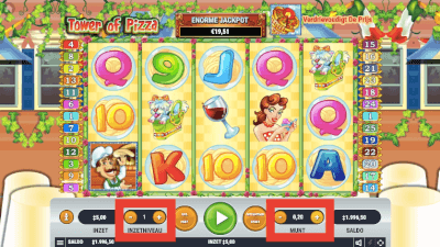 Bepaal je inzet op de Tower of Pizza Slot