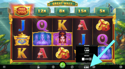 Inzet instellen op The Great Wall slot