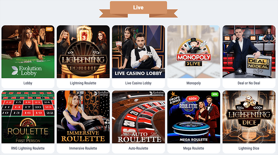 Alle soorten Live casino spellen