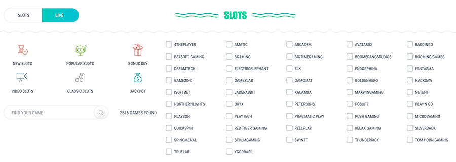 slots selectie