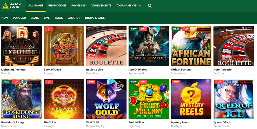 Kies bij mason slots uit 5000 verschillende spellen