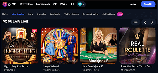 Ontdek het Live casino van Gioo