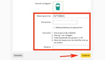 Inloggen bij internetbankieren