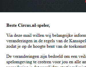 Circus casino informeert spelers over speellimieten