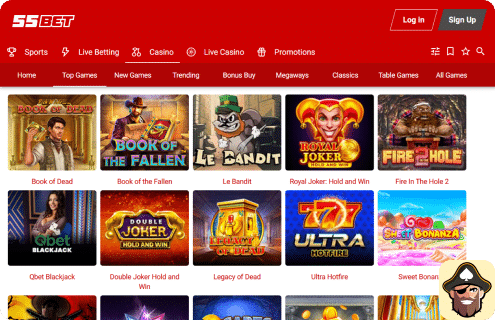 55 Bet casino spellen